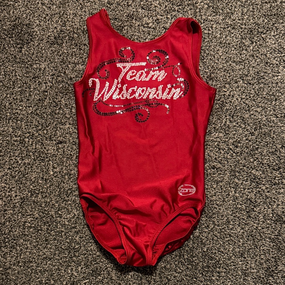 Team Wisconsin Kids Sparkling Red Leotard